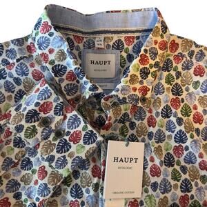 NWT Haupt Men’s Modern Fit Long Sleeve Button Down Shirt Size L Linen Blend